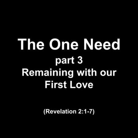 The One Need - part 3 - Remaining with our First Love