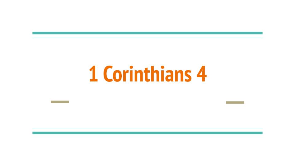 1 Corinthians 4